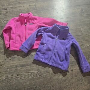 Lot of 2 Columbia Benton Springs Fleece Jacket Girls 4T Pink Purple Full Zip